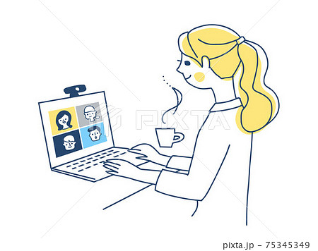 リモートワークをする若い女性 リモートワークをする若い女性 75345349