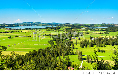 Schwangau with the Forggensee Lake near Neuschwanstein Castle in Germany Schwangau with the Forggensee Lake near Neuschwanstein Castle in Germany 75346718