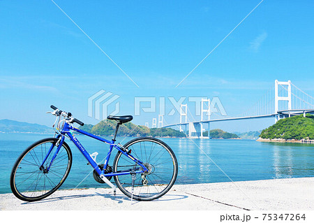愛媛県 青空のしまなみ海道と自転車 愛媛県 青空のしまなみ海道と自転車 75347264