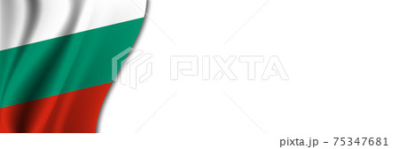 Bulgaria flag on white background. White background with place for text near the flag of Bulgaria 75347681