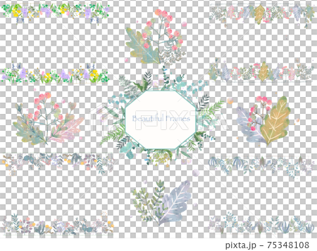Cute plant frameset vector material with fashionable flowers and leaves Cute plant frameset vector material with fashionable flowers and leaves 75348108