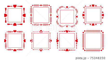 Decor red frame border heart text vector set Decor red frame border heart text vector set 75348350