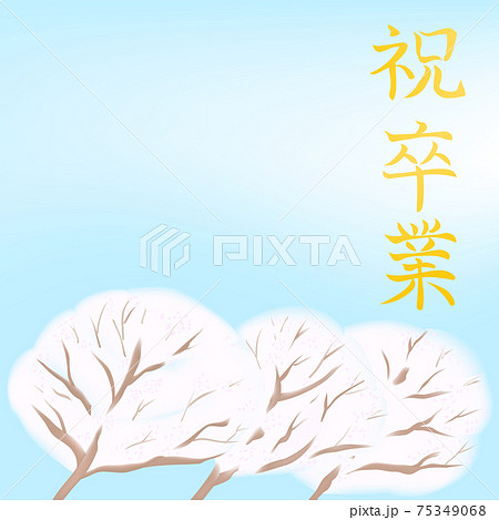祝卒業 の文字とさくらと空の背景イラスト 卒業のイラスト のイラスト素材