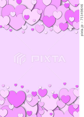 ハート素材 パステル調の桃色のハートが上下から湧き上がるイメージ 縦 他色有り 75349646