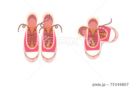 Vector Illustration Of Pair Of Sneakers Shoesのイラスト素材