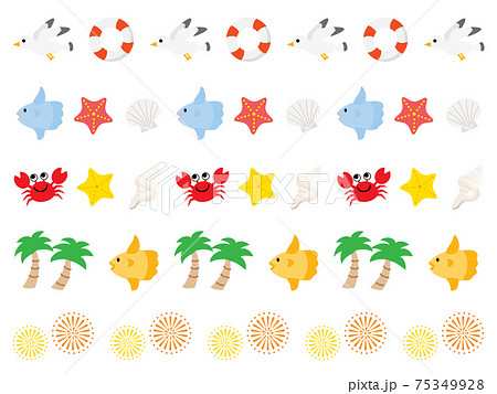 夏の素材のラインイラストのイラスト素材