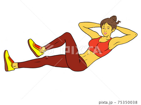 腹筋運動をする、フィットネスインストラクターの女性 75350038