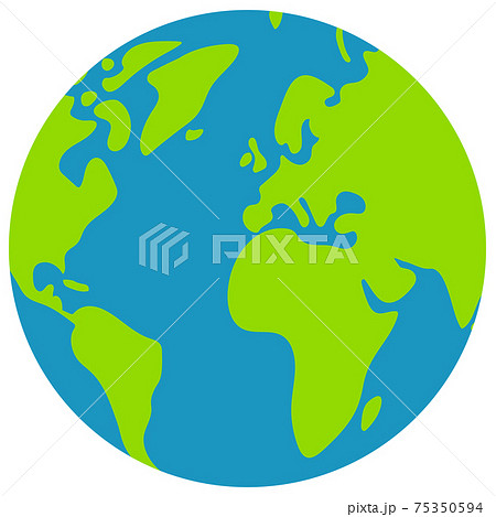 簡略化した世界地図 地球 ベクターイラスト 平面 大西洋 ヨーロッパ アメリカ 中心のイラスト素材