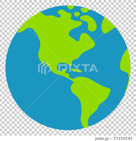 簡略化した世界地図 地球 ベクターイラスト 平面 アメリカ大陸中心のイラスト素材