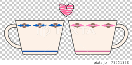 兩個匹配的杯子和一顆粉紅色的心 75351528