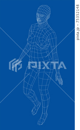 Wireframe walking woman. Vector Wireframe walking woman. Vector 75352148