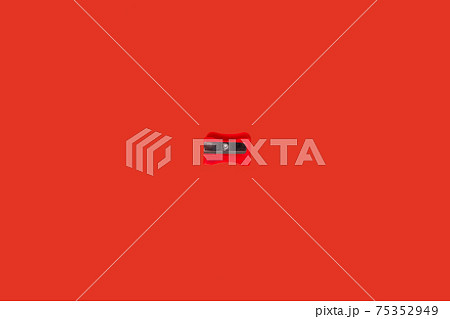 red pencil sharpener isolated red pencil sharpener isolated 75352949
