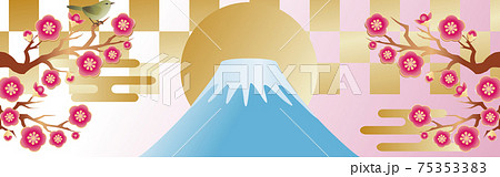 春 花 梅 うぐいす 富士山 バナー 背景 コピースペース イラスト素材のイラスト素材