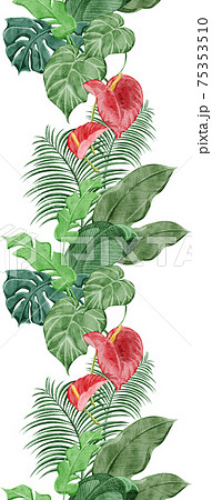 トロピカル南国風植物連続ラインパターン 75353510