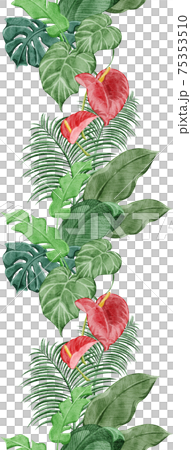 トロピカル南国風植物連続ラインパターンのイラスト素材
