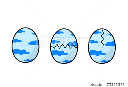 水色の卵とひび割れ卵のイラスト素材