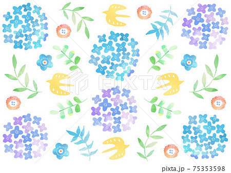 北欧風_水彩の草花模様750 75353598