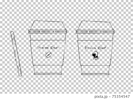 Coffee in a paper cup Take-out Convenience store Coffee Line art illustration as if drawn with ink 75354547