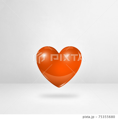 3D orange heart on a white studio background 75355680