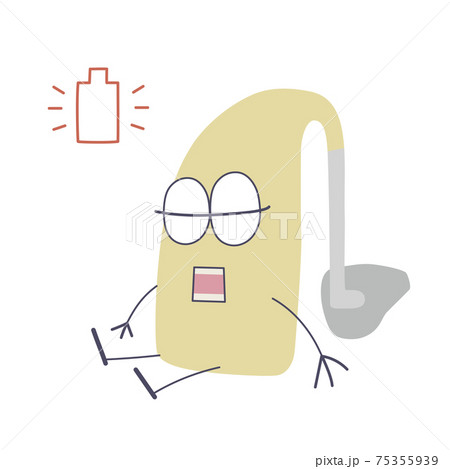 耳かけ補聴器のイラスト電池切れ（低彩度） 75355939