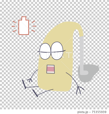 耳かけ補聴器のイラスト電池切れ（低彩度） 75355939