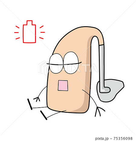耳かけ補聴器のイラスト電池切れ 耳かけ補聴器のイラスト電池切れ 75356098