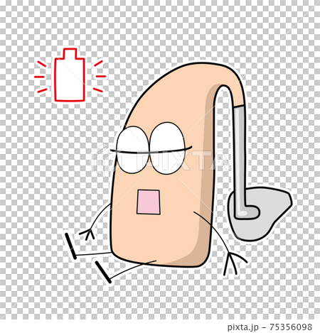 Illustration of hearing aid for ears Battery dead 75356098