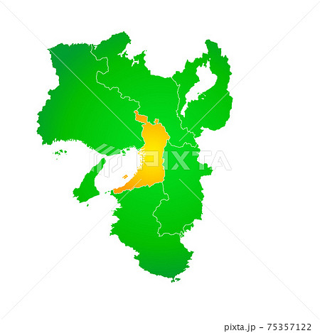 大阪府と関西地方地図のイラスト素材