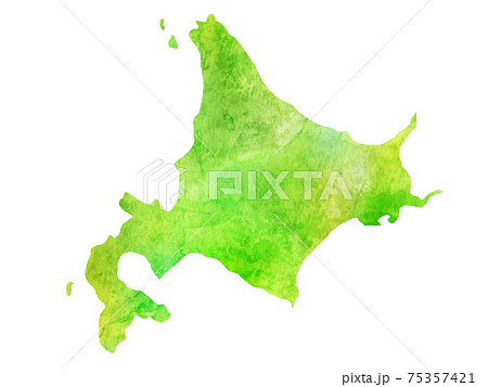 北海道　地図　水彩　アイコン