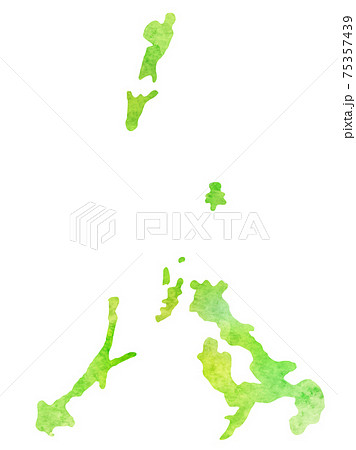 長崎 地図 水彩 アイコンのイラスト素材