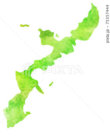 沖縄　地図　水彩　アイコン