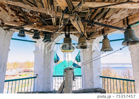 bells in the bell tower of the old Orthodox Christian Church 75357457