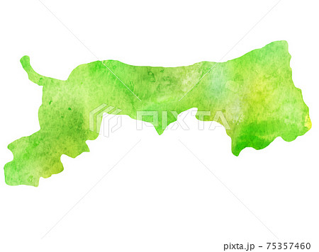 鳥取　地図　水彩　アイコン 75357460