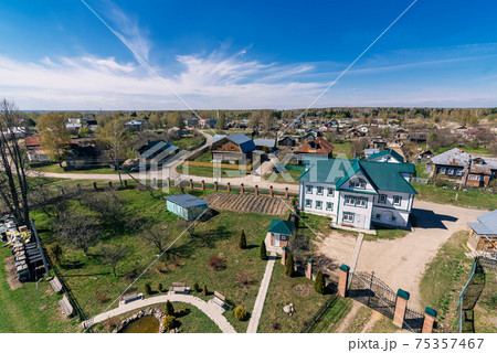 Top view of a rural village on a summer day 75357467
