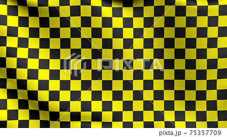 Checkered flag. Black and yellow square color. 3D rendering illustration of waving sign. illusion pattern background. Checkered flag. Black and yellow square color. 3D rendering illustration of waving sign. illusion pattern background. 75357709