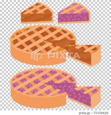 シンプルなアップルパイとチェリーパイのベクターイラストセット 75358426