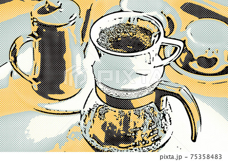 コーヒーを淹れる【ハーフトーン】 コーヒーを淹れる【ハーフトーン】 75358483