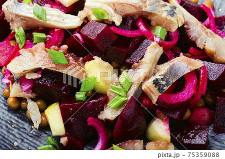 Appetizing herring salad 75359088