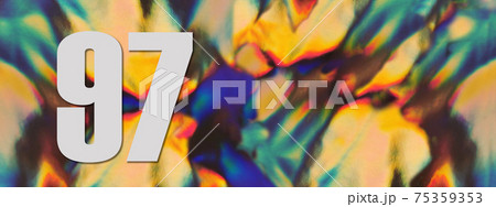 Number 97 on the holographic foil background. Number 97 on the holographic foil background. 75359353