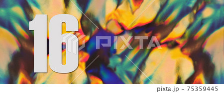 Number 16 on the holographic foil background.  75359445
