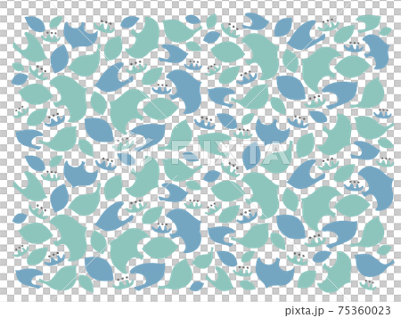 北欧風　かわいい鳥（ブルー）テキスタイル／手書きイラスト素材 75360023