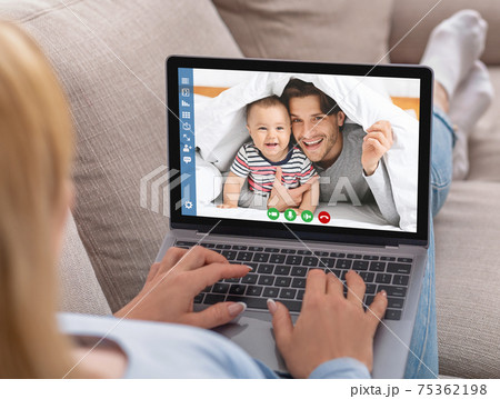 Happy moments, video meeting and communication with family online, modern app for meeting 75362198