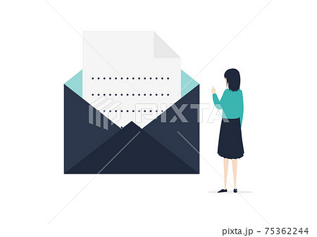 メールを読む女性のイラスト素材 75362244
