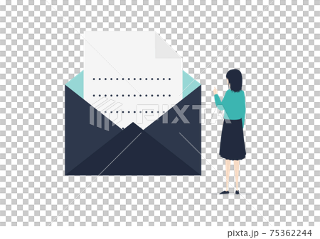 メールを読む女性のイラスト素材 75362244