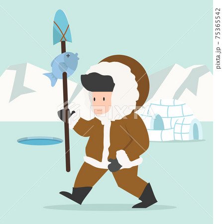 eskimo fishing cartoon clipart