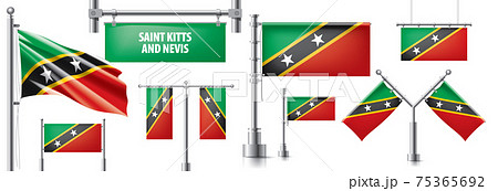 Vector set of the national flag of Saint Kitts and Nevis 75365692