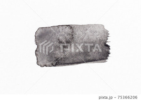 Black color watercolor handdrawing as square line brush on white paper background 75366206