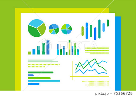 グラフ ビジネス AI イラスト ベクター 素材 フラット アイコン シンプル 75366729