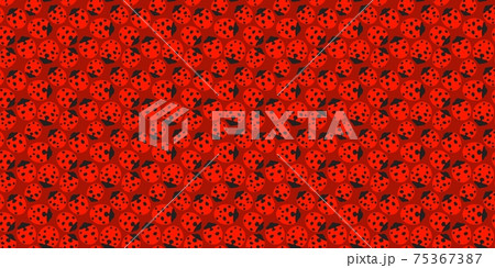 Red Abstract Spring Or Summer Seamless Pattern Background With Ladybugs Textile Vector Illustration Art 75367387