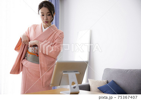 オンライン着付け　着物 75367407
